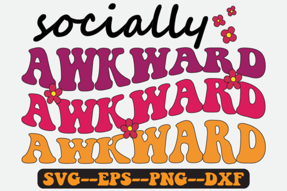 Socially Awkward Groovy Retro SVG Design for Crafts